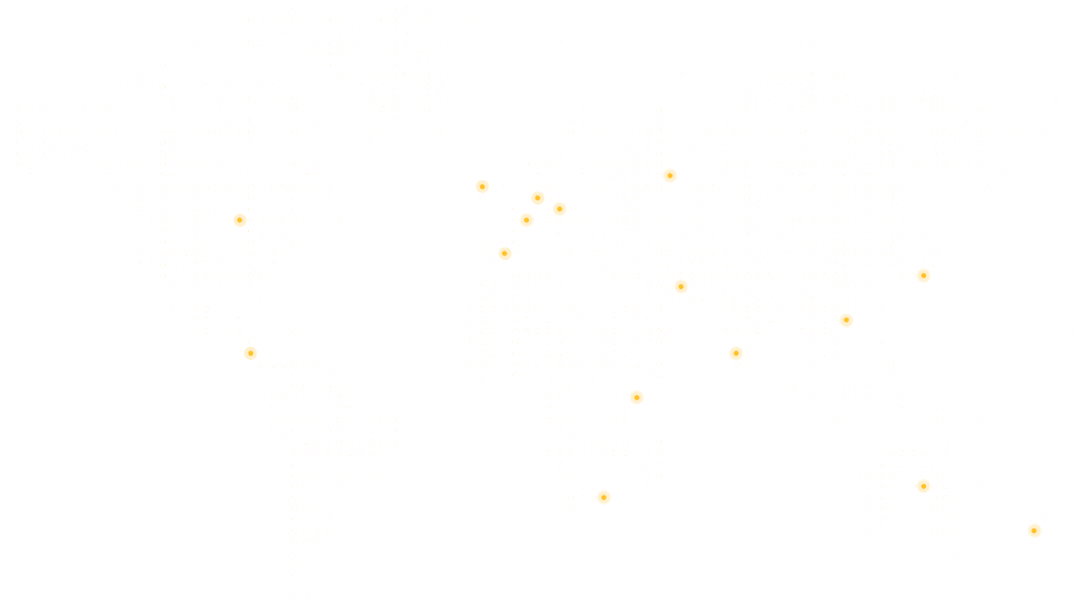 a white dotted map with yellow hotspots showing business coverage